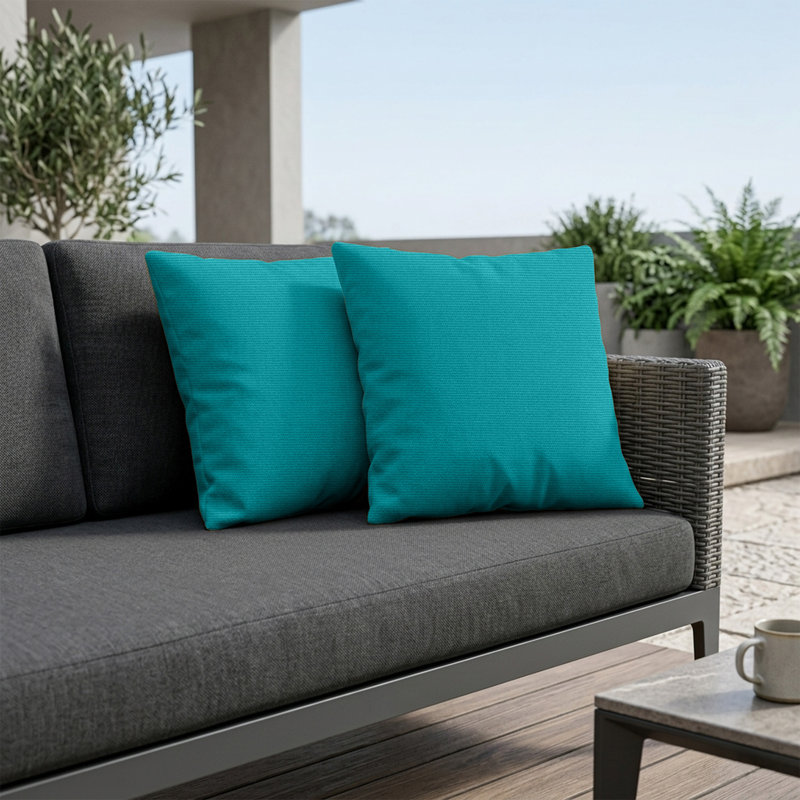 Sunbrella Square Weather Resistant Outdoor Pillow Cover and Insert, Aruba, 20"H x 20"W