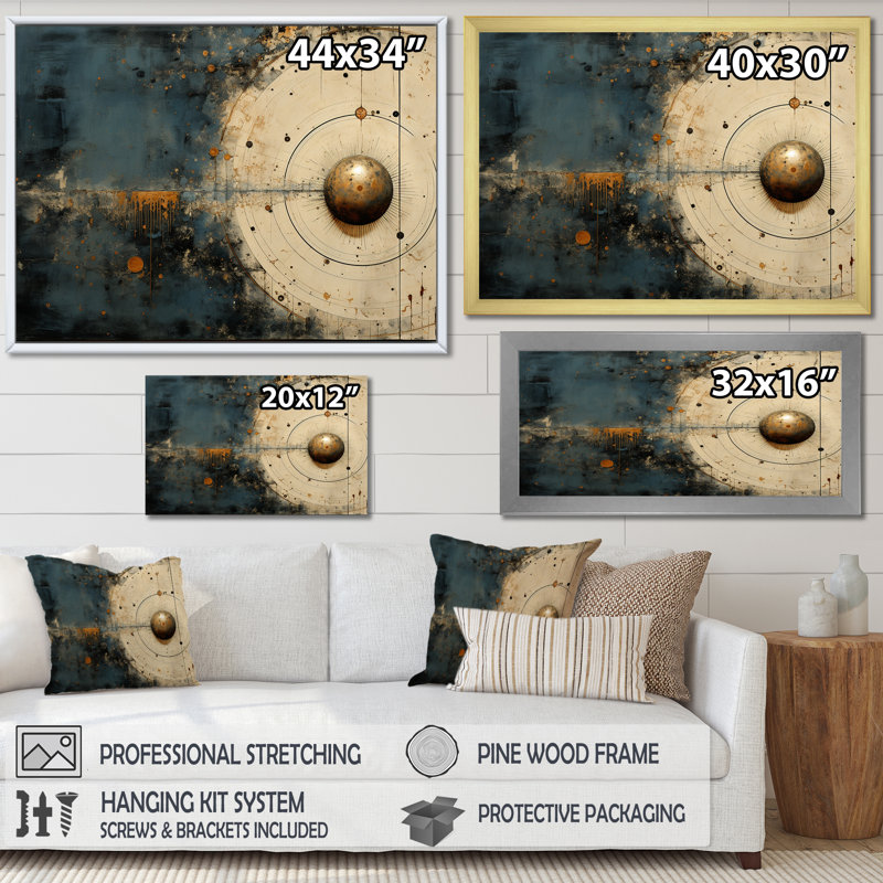 Décoration murale Quintero - Zodiac_106470, H 30 po x l 40 po x P 1,5 po, Toile avec cadre flottant noir