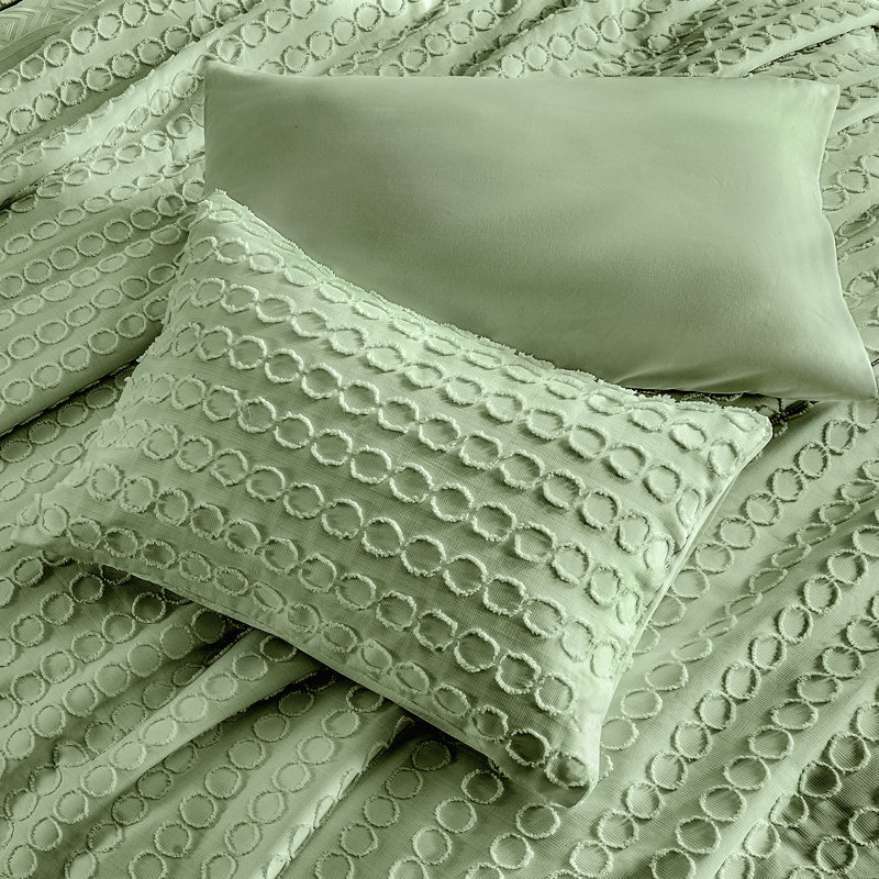 Sage Queen Microfiber Tufted Circle Comforter Set
