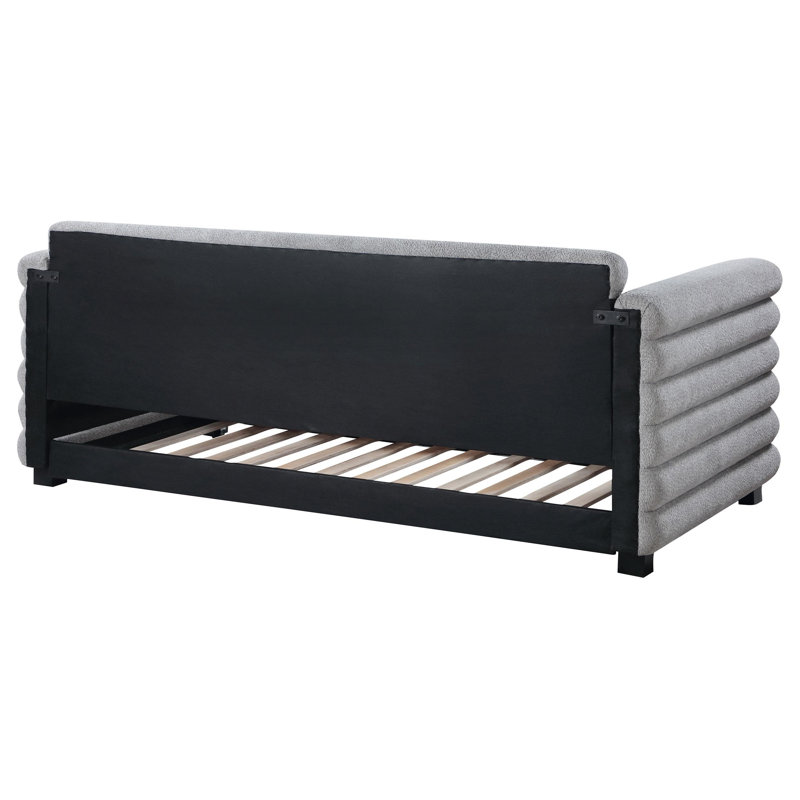 Kells Upholstered Twin Day Bed With Trundle, Gray