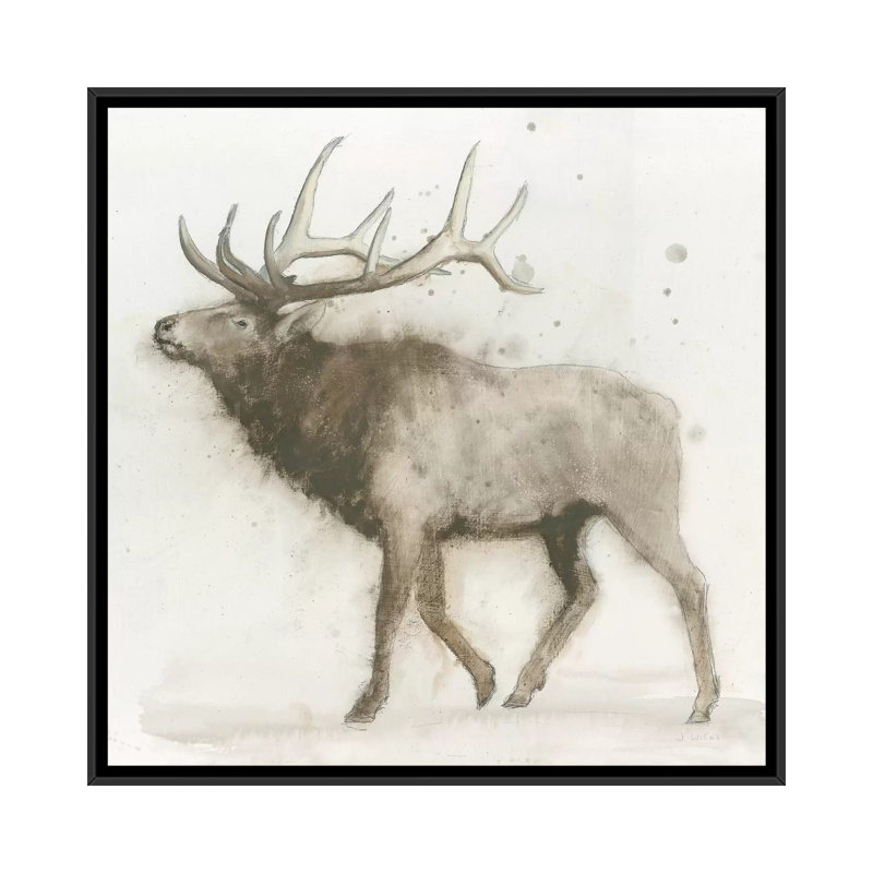 Elk V.2, reproduction d'art sur toile tendue, H 18 po x l 18 po x p 1,5 po, Toile avec cadre noir, Pas de tapis