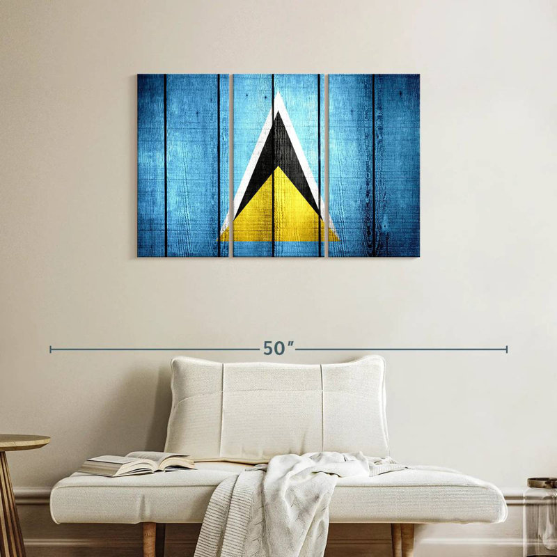 Drapeau en bois de style Sainte-Lucie, H 24 po x l 38 po
