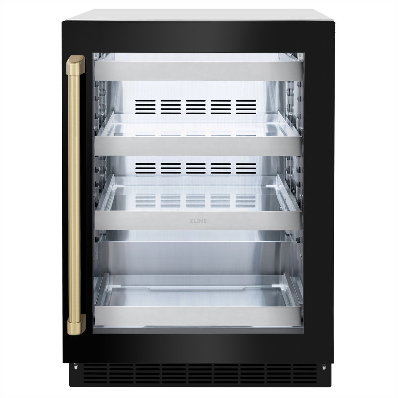 ZLINE Autograph Edition 24 in. Touchstone 151 Can Beverage Fridge with Glass Door and Handle