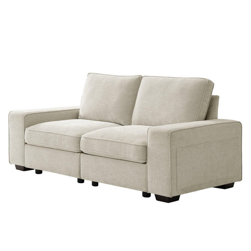 Upholstered  Modular Sofa, 33" H x 73" W x 32" D, Beige, 2