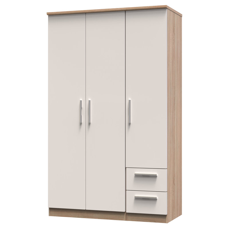Borgeson Manufactured Wood Wardrobe, Kashmir Gloss/Bardolino Oak