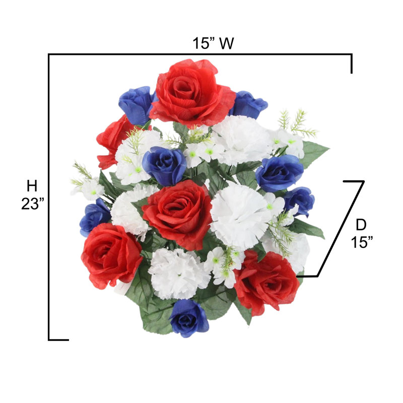14 tiges de rosier, Bleu, H 23 po x l 15 po x P 15 po