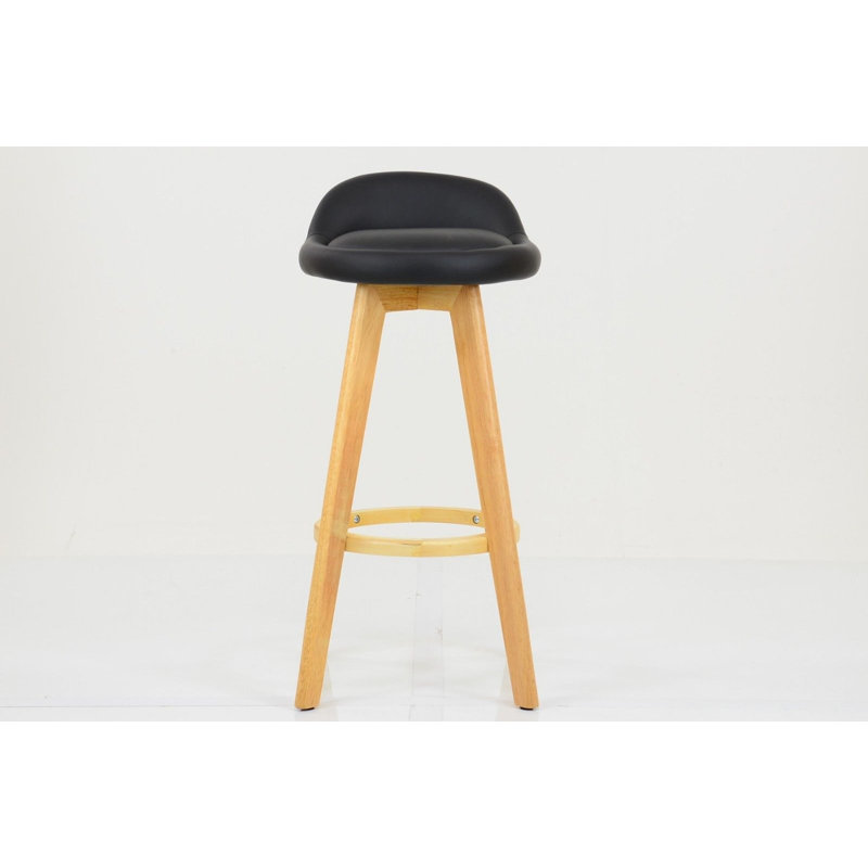 Longoria Upholstered Counter Stool with Solid Wood Frame, Black