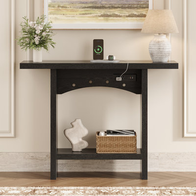 43" Console Tables with Built-in Fast Charging Station, Farmhouse Entryway Tables, Wood Sofa Tables for Living Room, Foyer