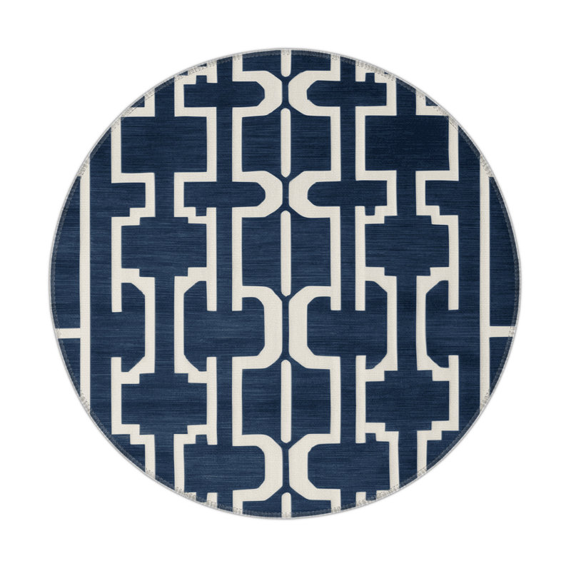 Tapis gris intérieur et extérieur Trellis, Rond 5 pi