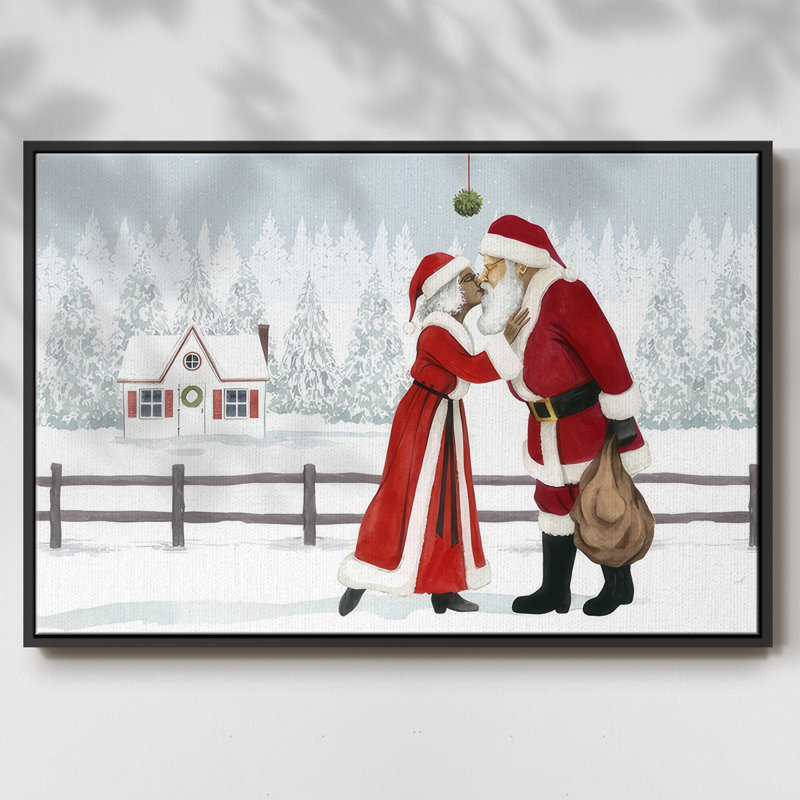 Toile tendue avec châssis en A, collection Christmas Love, Cadre flottant noir, H 17 po x l 25 po x P 1,5 po