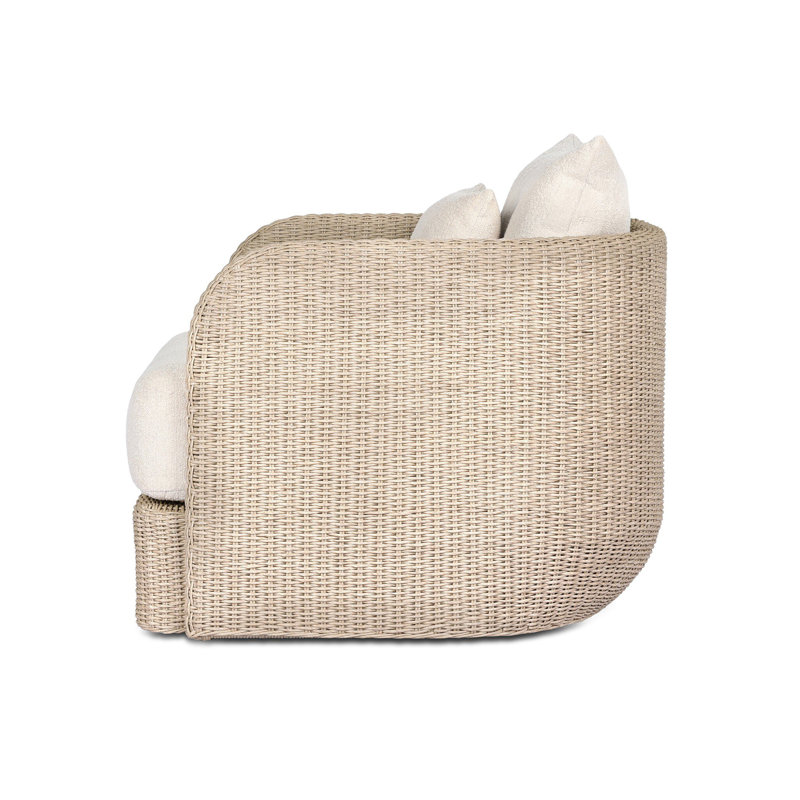 Corrigan Outdoor Swivel Chair-Dark Textured Woven, Vintage White
