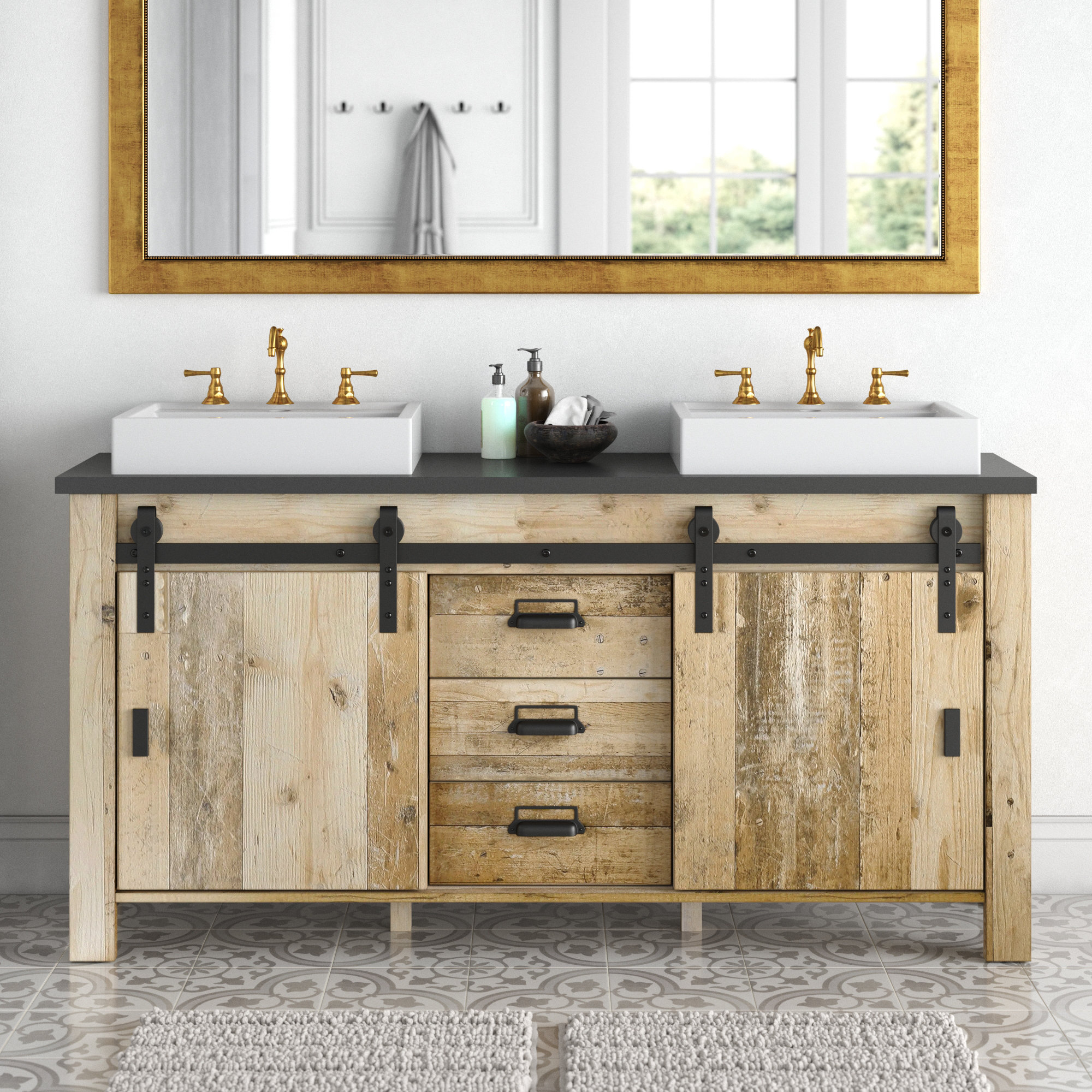 Cheap double store sink vanity