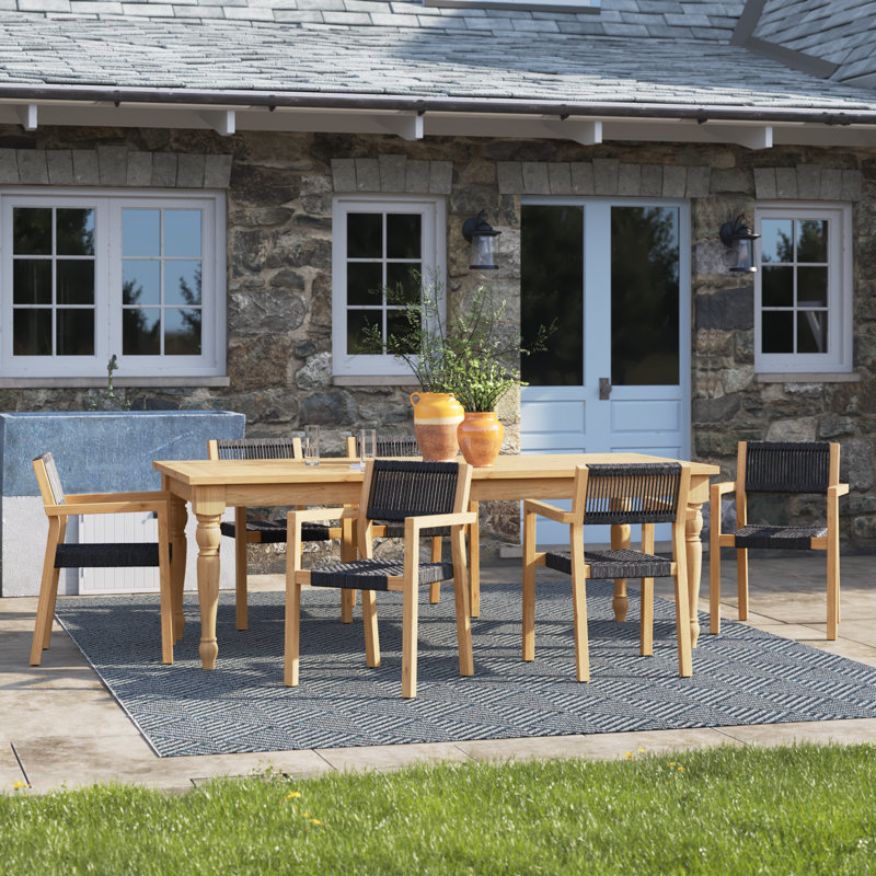 Morones Rectangular Reclaimed Teak 6 Person Indoor Outdoor Dining Set