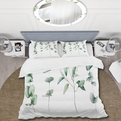 Green/White Microfiber Duvet Cover Set