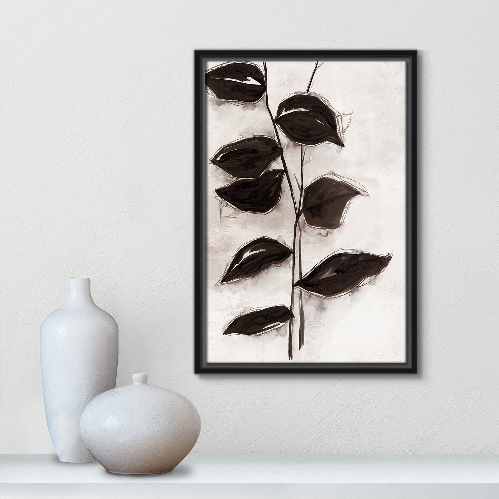 Leaves I by Eva Watts, Black Framed, 19.5" H x 13.5" W x 2" D