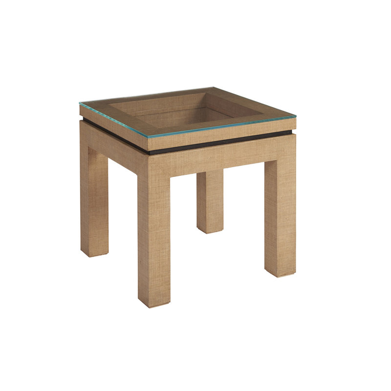 Newport Harbor 25" Square Wood and Glass Transitional Lamp Table