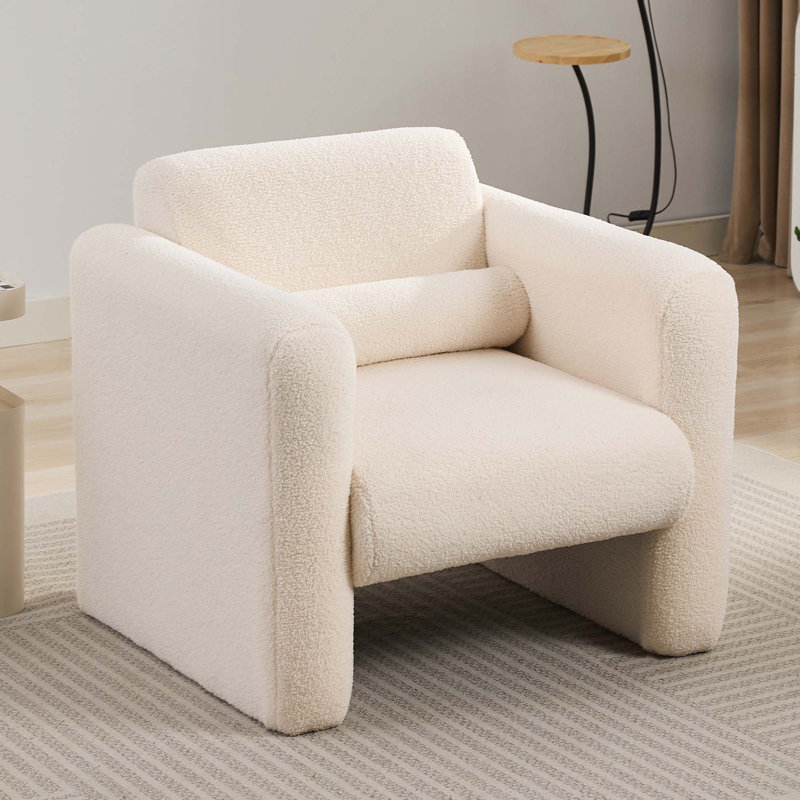 Chaise d'appoint en tissu Sherpa, Naturel
