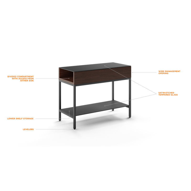 Reveal Glass End Table with Storage, Chocolate Stained Walnut