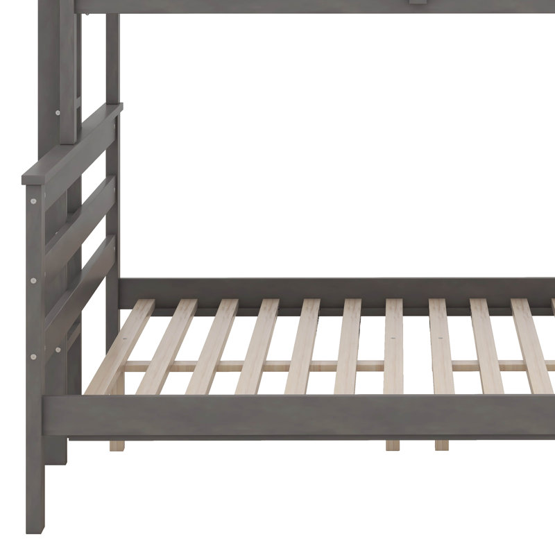 Lit simple superposé au-dessus de grand lit simple avec échelle, lit superposé simple en bois au-dessus de grand lit, converti en 2 lits