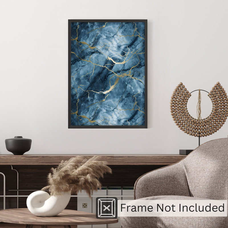 «Abstract Blue Geode Crystal Dream I», reproduction d'art moderne sans cadre, H 20 po x l 16 po