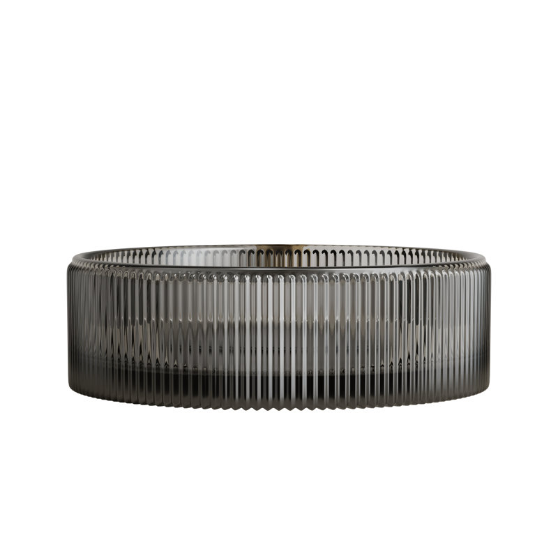 Sonny 14'' Bathroom Round Crystal Glass Sink Without Faucet, Transparent Black