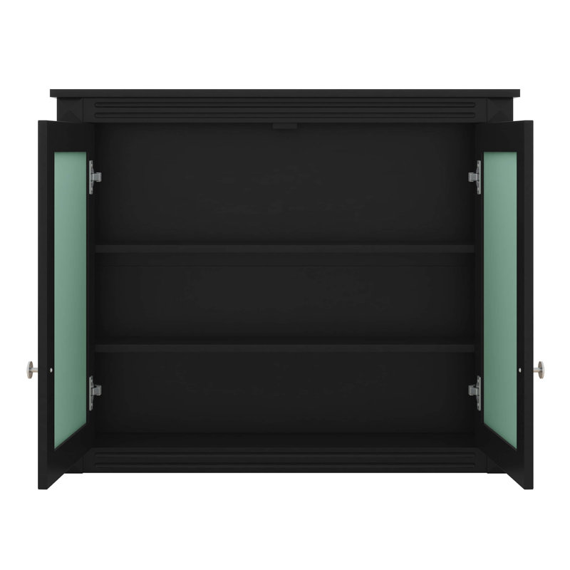 Armoire à pharmacie avec 2 miroirs, rangement au-dessus de la toilette avec 2 portes et 2 tablettes réglables, Noir