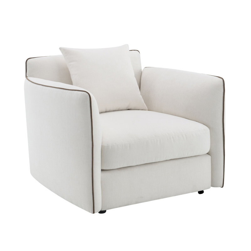 Chaise en chenille beige avec oreiller Yolanda