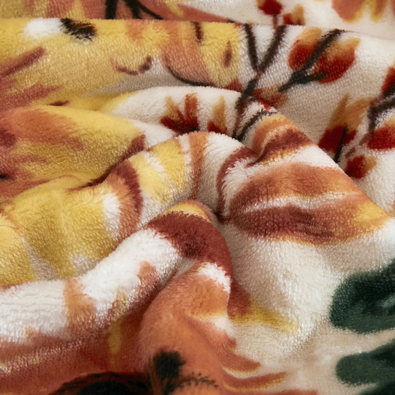 Couverture en fourrure Esca Luxury, Motif floral jaune, Grand lit