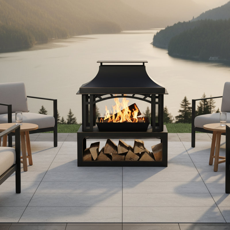 Foyer au bois pour patio