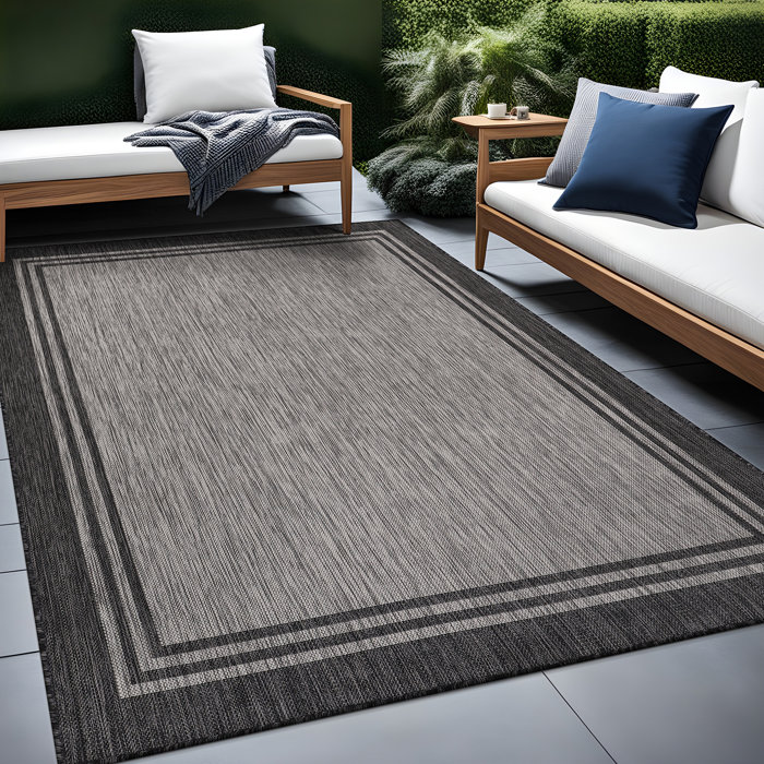 Wade Logan® Waikiki Gray/Dark Gray Indoor/Outdoor Rug & Reviews | Wayfair