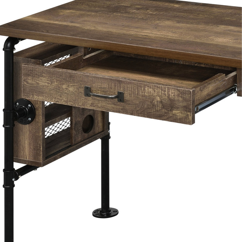 Table d'écriture avec placage de bureau rectangulaire à 3 niveaux à 3 tiroirs