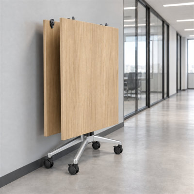 Foldable Mobile Training Table, Modular Conference Table for 4–6 People