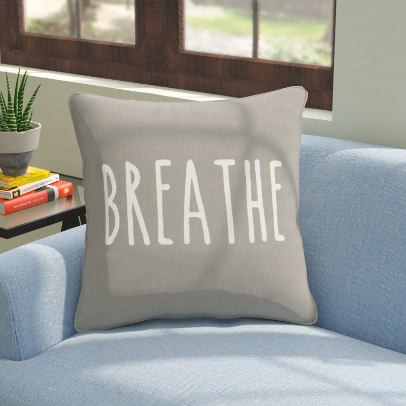 Manylath Square Cotton Pillow Cover, Gray/ White