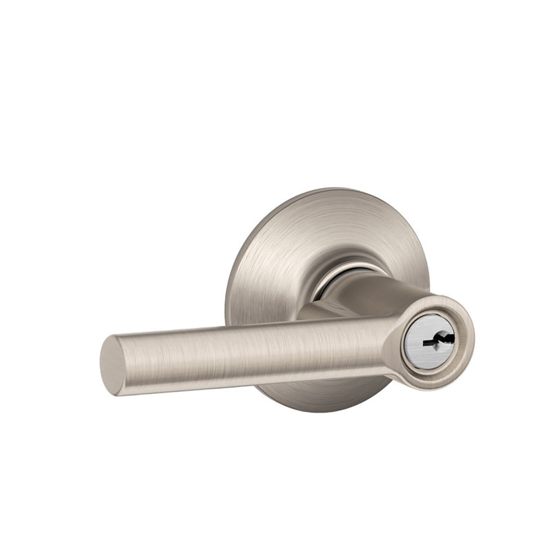 Broadway Lever Keyed Entry Lock, Satin Nickel, Yes