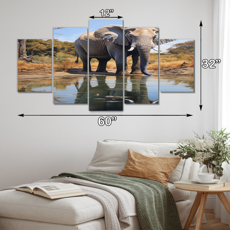 «Elephant Reflection - Animals», ensemble d'art mural en métal