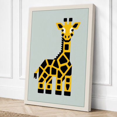 Giraffe Geometric 1 Piece Wrapped Canvas Wall Art