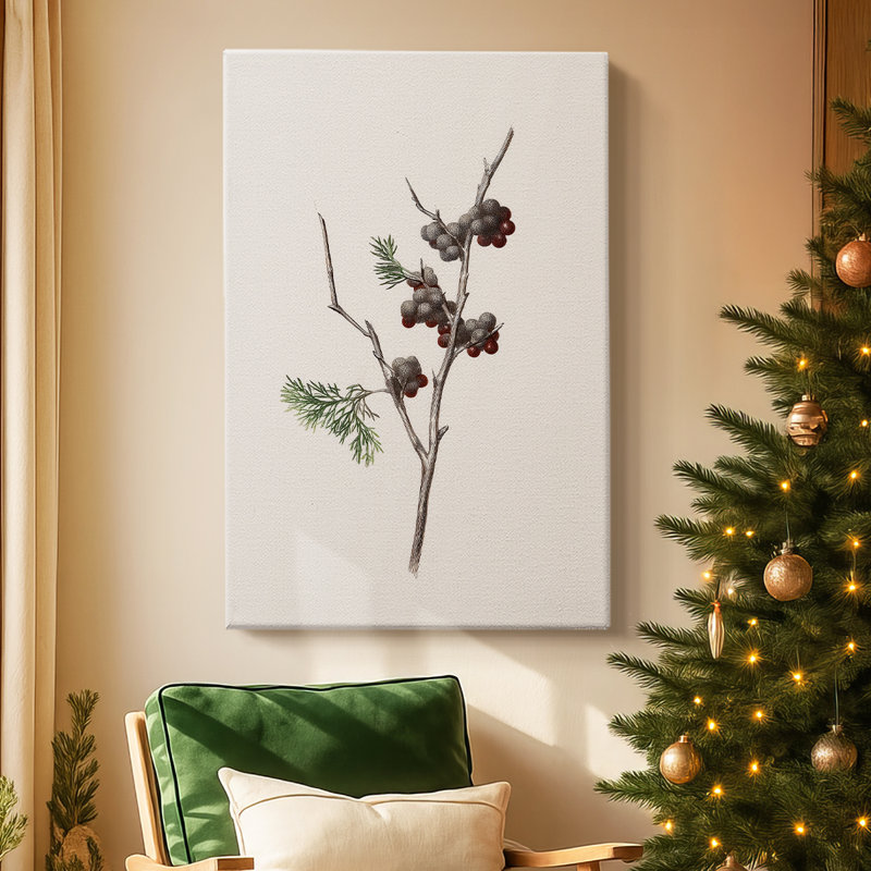 «Frostlit Manger Blessing» - Toile tendue avec châssis de qualité supérieure, H 18 po x l 12 po