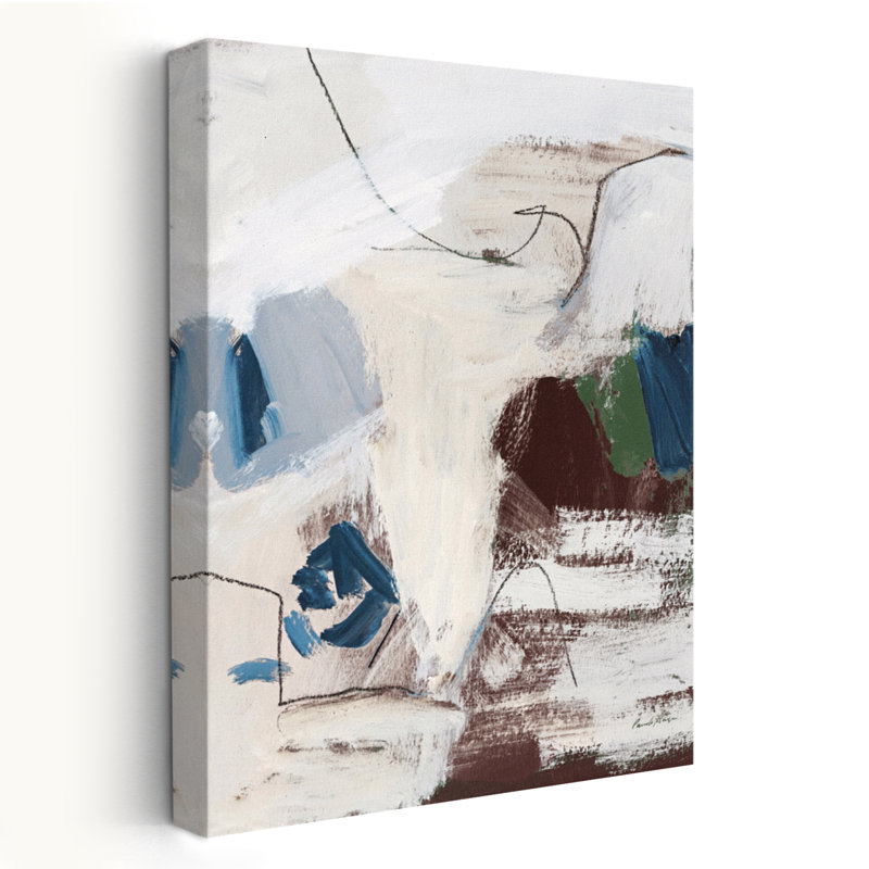 Abstrait foncé II - abstrait beige noir bleu, H 60 po x l 40 po