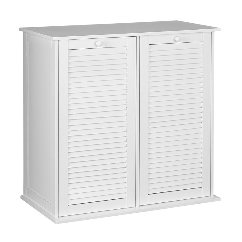 Tilt-out Cabinet Laundry Sorter with Shutter Front, White