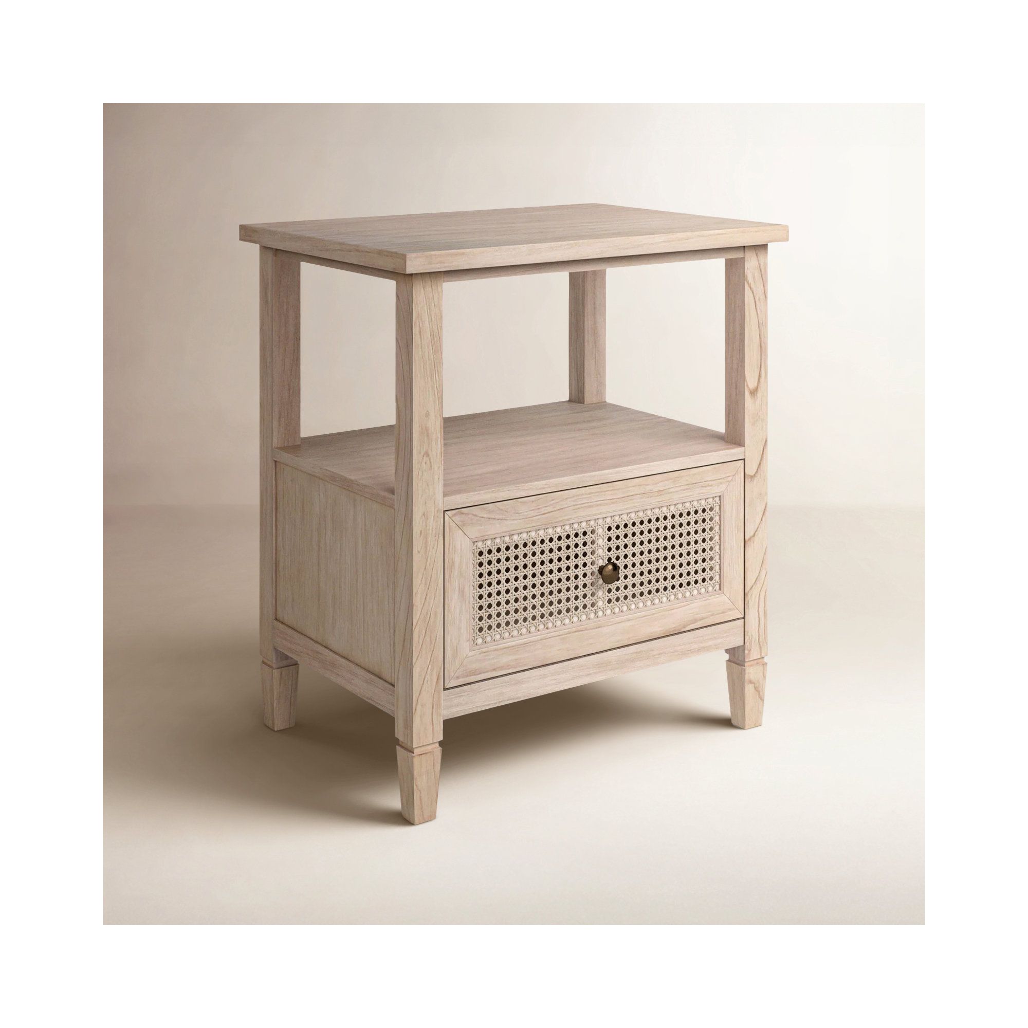 Charleston 1 - Drawer Cane Nightstand, Desert Sand