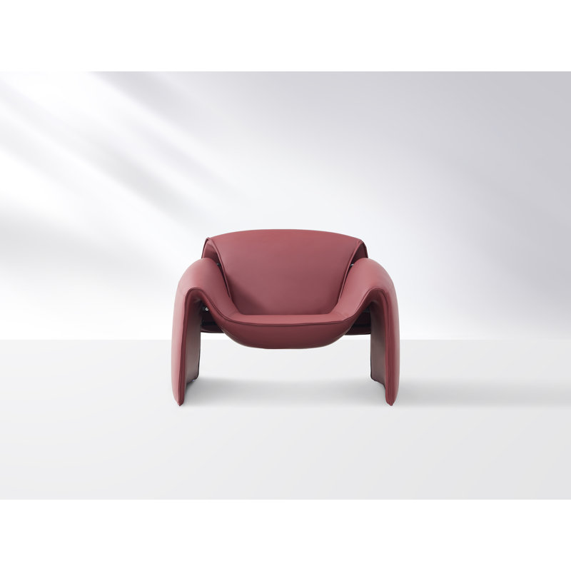 Fauteuil club Eldert, Similicuir rouge vin