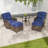5-Piece Outdoor Patio Set with 2 Swivel Chairs, 2 Ottomans & Water-Textured Glass Side Table-568437380