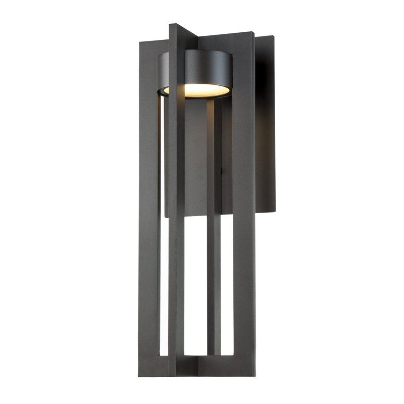 Chamber LED Outdoor Armed Sconce, Bronze, 16" H x 7" W x 8" D