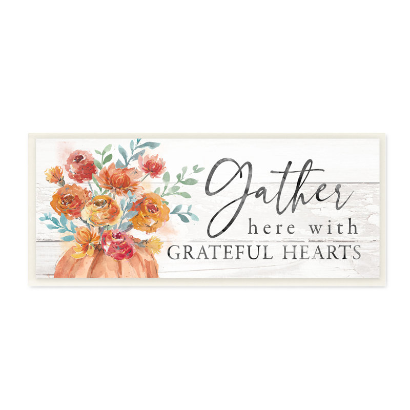 Gather Grateful Hearts Seasonal Harvest, Plaque murale, H 7 po x l 17 po x P 0,5 po