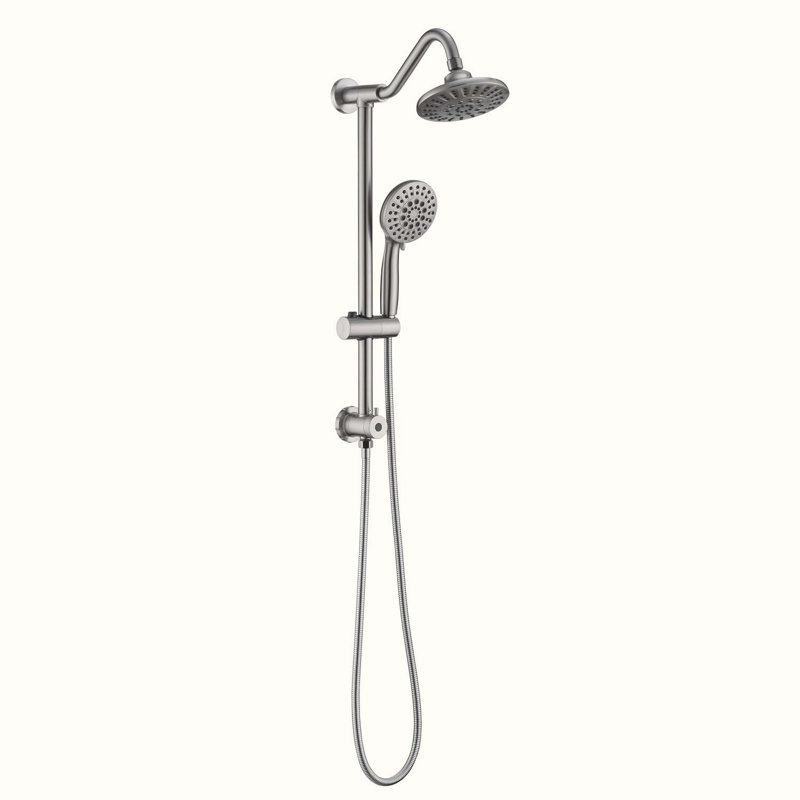 Système de douche à pluie en nickel brossé 6 po avec pomme de douche à pluie et pomme de douche à main , Nickel brossé