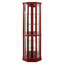 Vitrine de coin éclairée à 6 tablettes avec tablettes réglables en verre trempé et fond miroir, cerisier (ampoule E26 non incluse)-133957729