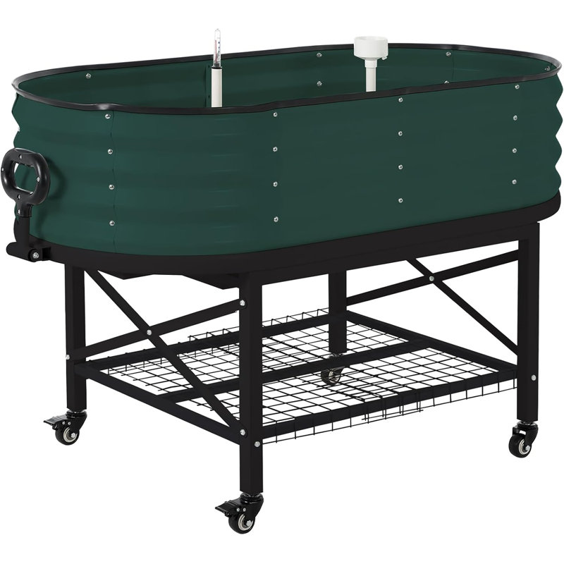 4x2x1ft Outdoor Raised Garden Bed, Black/Green