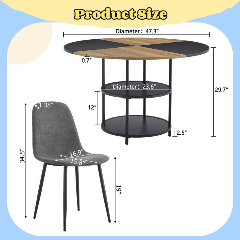 Ensemble de table de salle à manger 47,3 "et 4 chaises