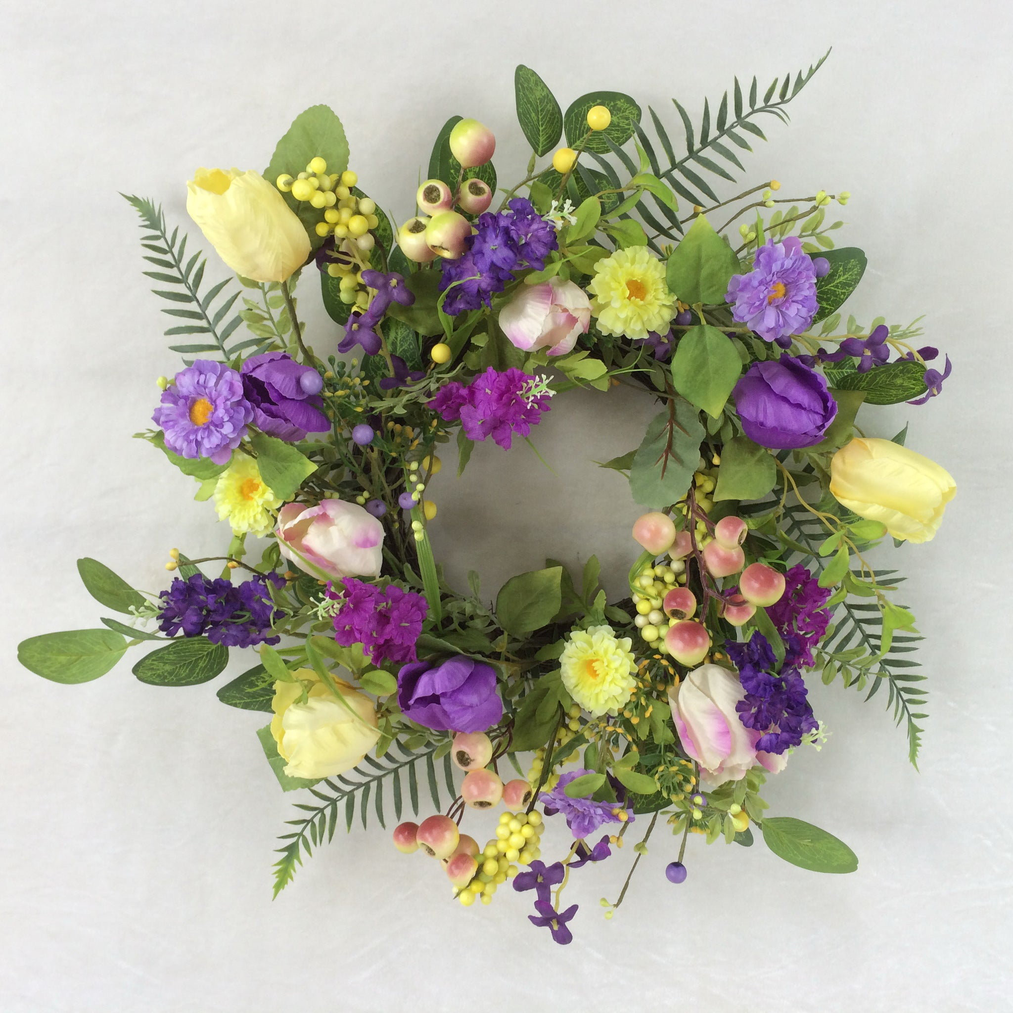 Primrue Flowers and Berries with Greens Polyrethane Wreath | Wayfair