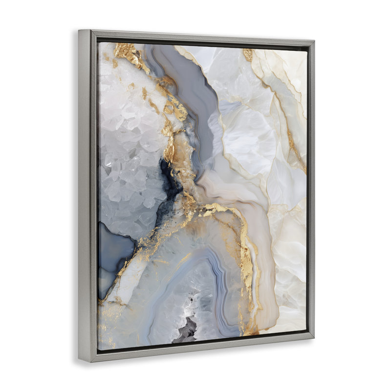 Cadre flottant Midnight Ore Crystals, conception de Svetlana Aleynikova, H 31 po x l 25 po, Cadre flottant gris lustré